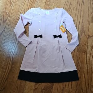 Elegant Pink and Black Kids Dress with Bow Accents